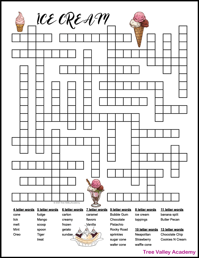 ice cream fill in puzzle - tree valley academy